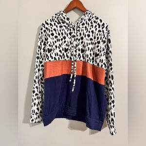 Leopard Print Colorblock Hoodie